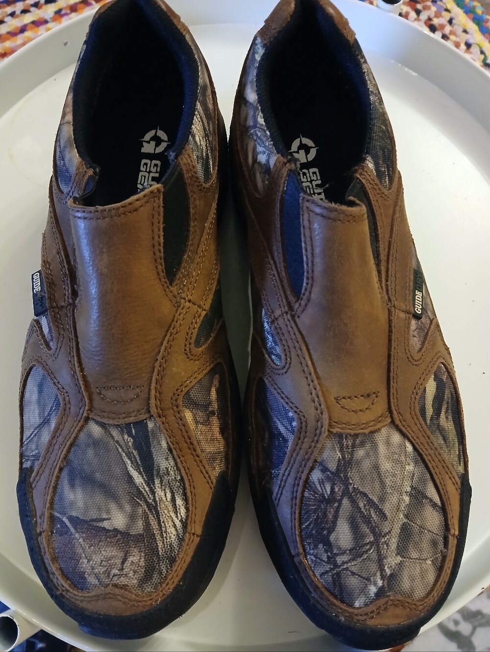 Guide Gear Men's 10D Brown Leather Waterproof Slip-On Outdoor Shoes. FF#513